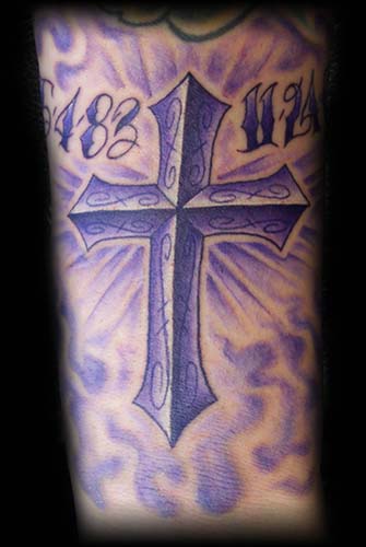 Looking for unique  Tattoos? purple cross